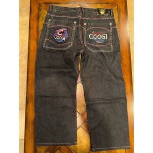 Vintage Coogi Black Jeans Embroidered Mens Y2K Baggy 38x29